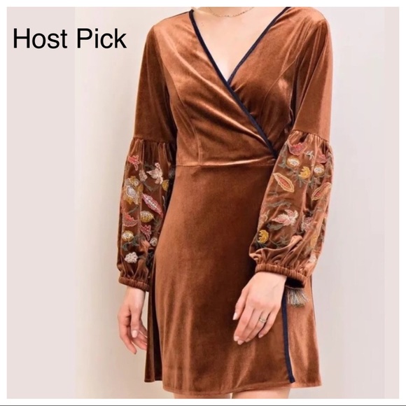 entro Dresses & Skirts - Entro Brown Velvet Dress NWT